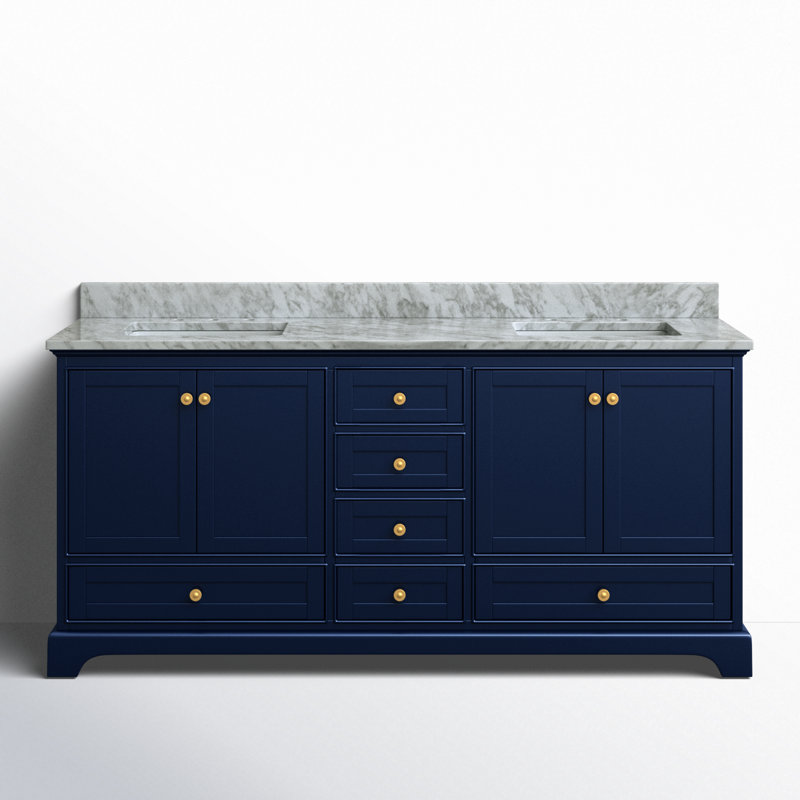 Audrey 72'' W Vanity, Heritage Blue | Brushed Gold