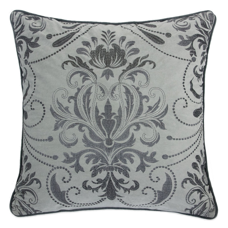 Embroidered Velvet Throw Pillow
