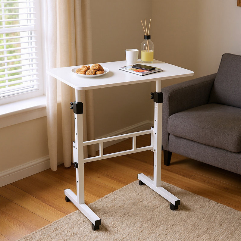Adjustable Height Steel Floating Desk, White