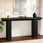 Console 63 po, canapé long en bois