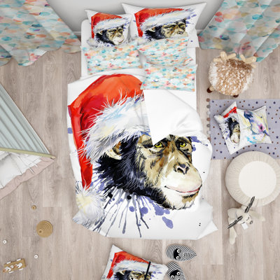Ensemble de housse de couette designart singe-père noël