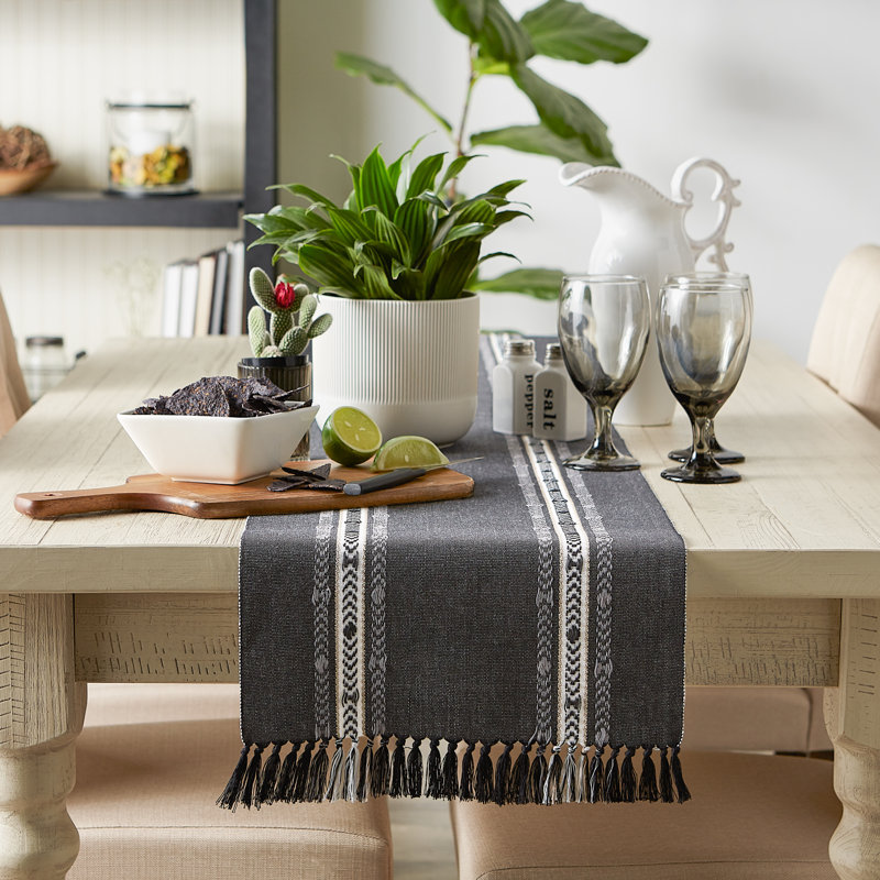 Chemin de table Aleahya, 72 po x 14 po, Noir