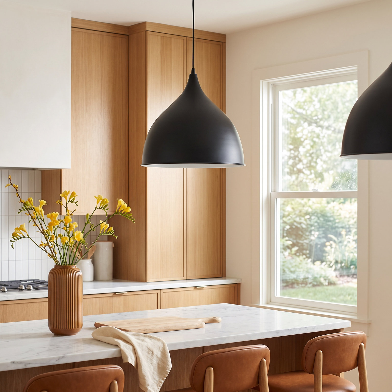 Newman Single Light Metal Dimmable Pendant, Midnight Black