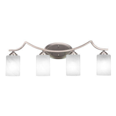 Zilo 4 Light Bath Bar Shown In Graphite Finish With 4" White Marble Glass
