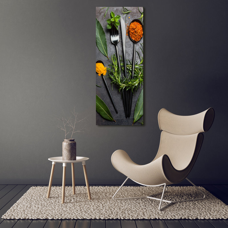 Cutlery And Spices - Wrapped Canvas Print