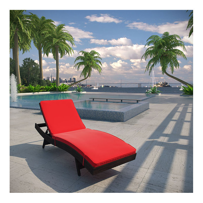Peer Outdoor Patio Chaise, Espresso, Red