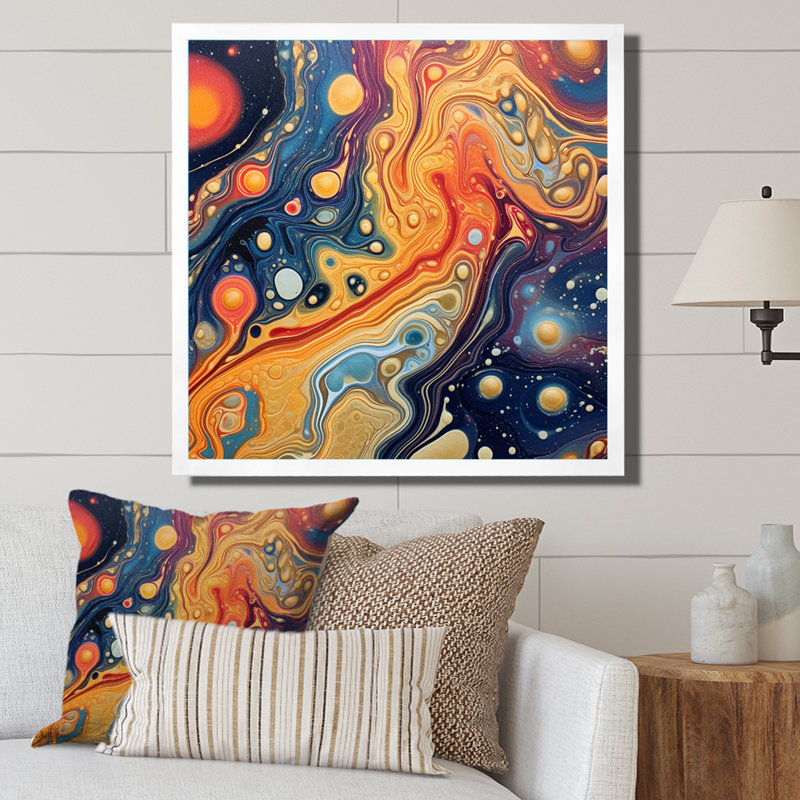 Orange galactique bleu II, H 36 po x l 36 po x P 1,5 po, Cadre photo blanc