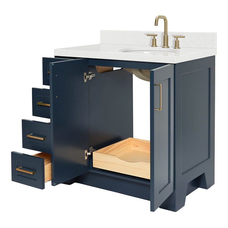 37 IN.  Single Bathroom Vanity, Right, Oval, Midnight Blue
