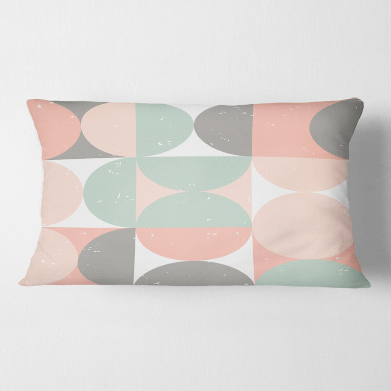 Coussin décoratif rétro à motif pastel circulaire II - Mid-Century