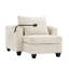Canapé-lit 37,4 po en velours côtelé beige à double mode avec ports, porte-gobelets, rangement caché et poches latérales-1294672294