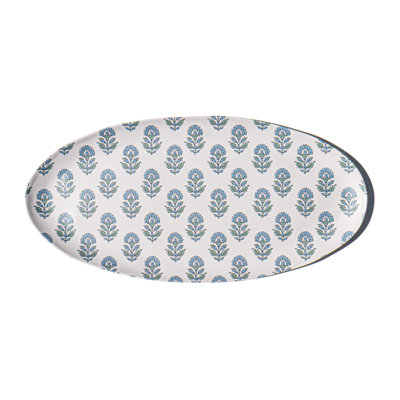 Plateau de service ovale en mélamine Kashmir - bleu - 17,4 po x 8,3 po
