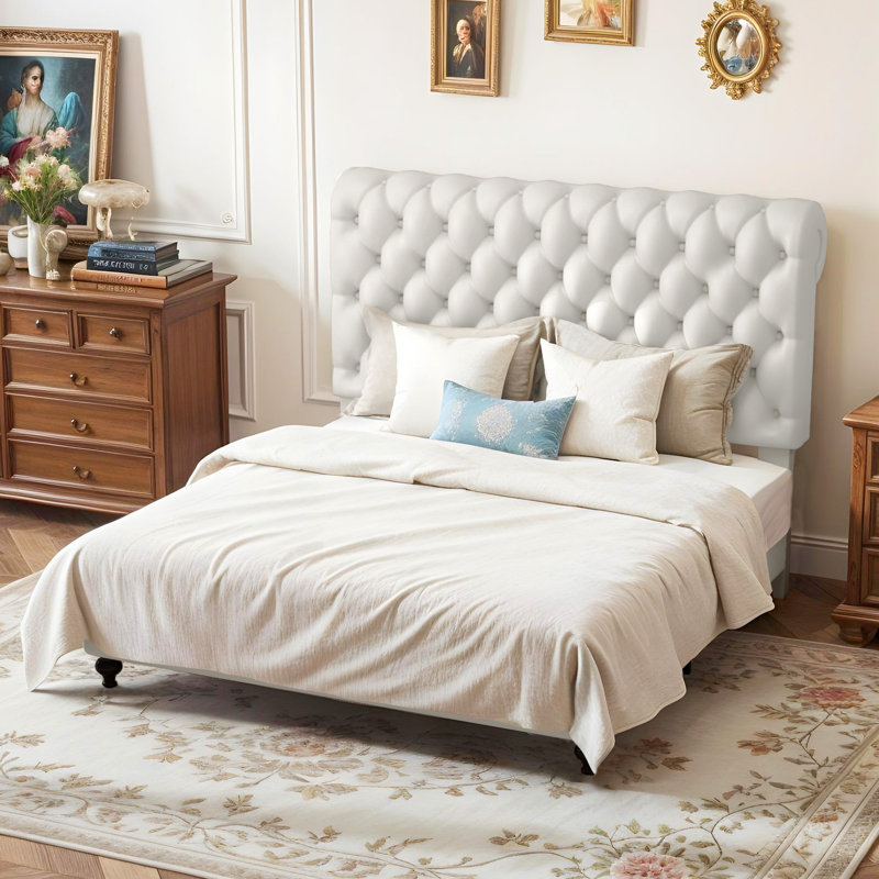PU Leather Upholstered Sleigh Bed, King, Brown