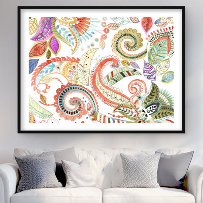 Imprimé floral cachemire aquarelle - décoration intérieure matte encadrée