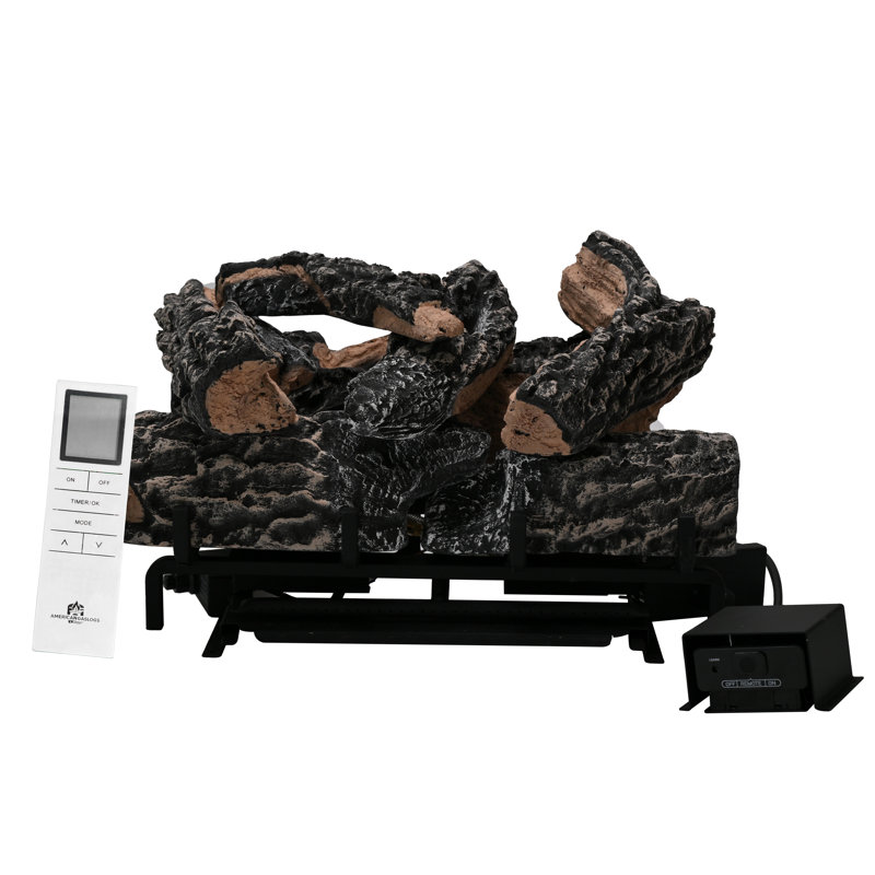 Americangaslogs 18-24 Inch Ventless Fireplace Logs Set with Remote Control, Only Used for Liquid Propane Fireplace,Heats up to 36000 BTU (Liquid Propane Fireplace Black Oak, 18Inch)