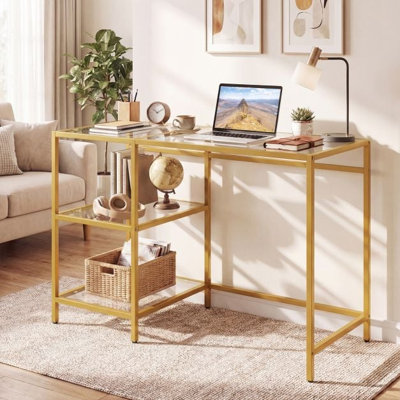 Tempered Glass Iron Computer Desk