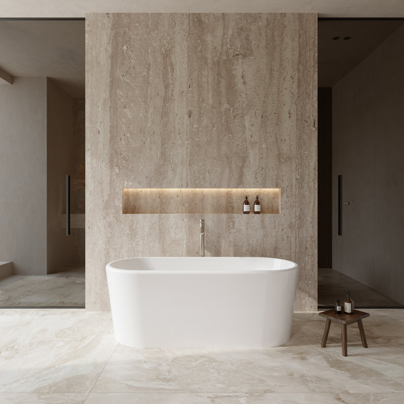 Ursula 67'' x 28'' Soaking Acrylic Bathtub, Shiny White