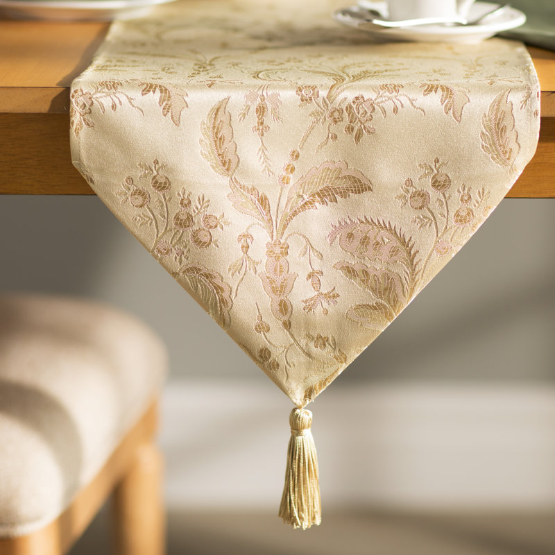 Rockport Floral Table Runner, Gold, 90" W x 13" L