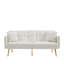 Canapé-lit futon crème en velours blanc avec pieds en métal doré