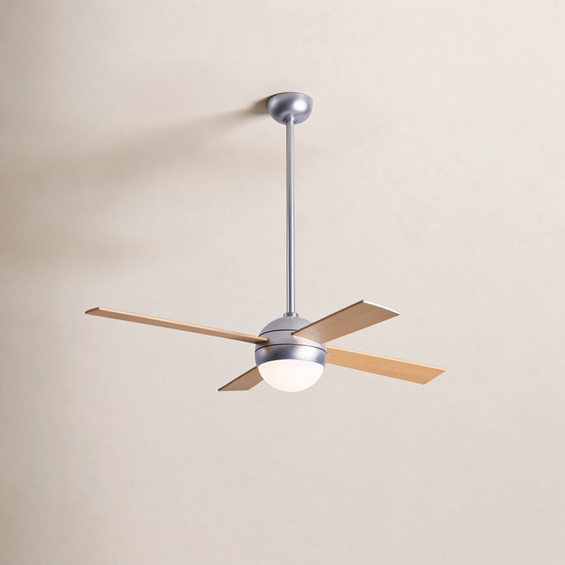 Ball 42'' Ceiling Fan with LED Lights, Fan Speed and Light Control (3-wire), Brushed Aluminum, Maple