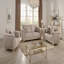 Chaise d'appoint rembourrée de style contemporain en bois avec accents dorés et beige