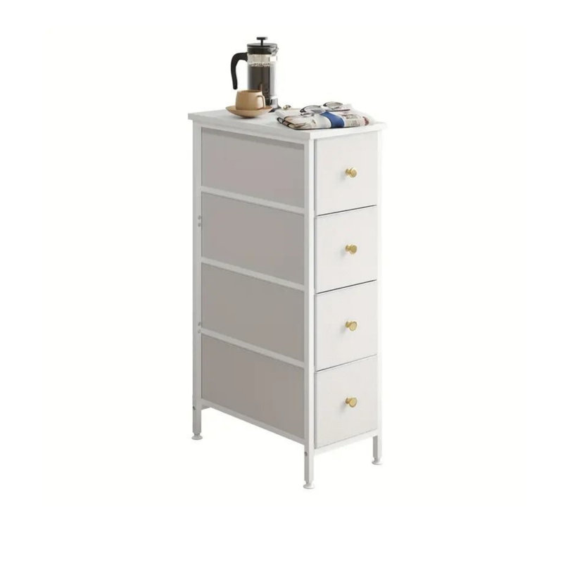 Narrow-edged Table With 4 Fabric-lined Drawers, Small Bedside Table