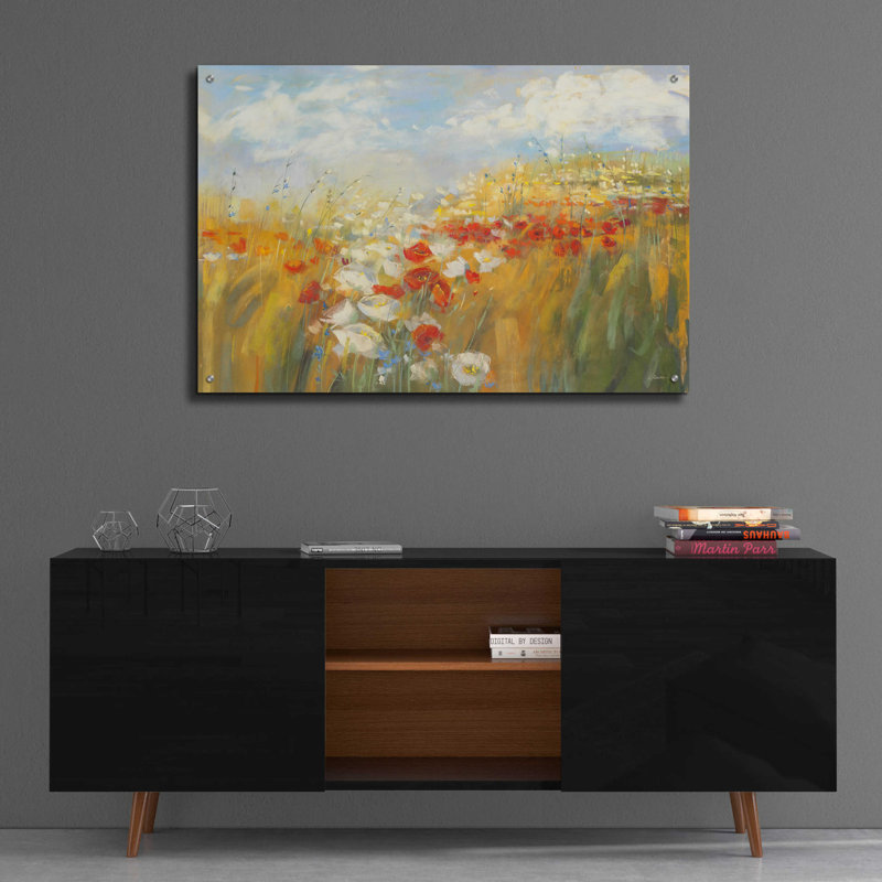 Coquelicots et larks "par Carol Rowan, acrylique, H 24 po x l 36 po x P 0,2 po