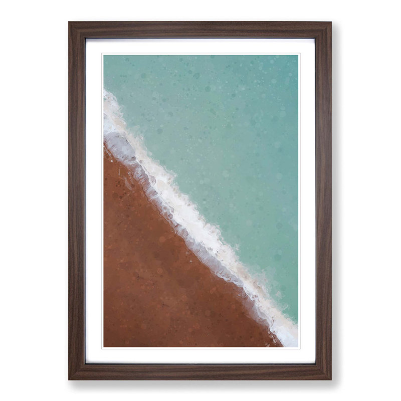 View of Brighton Beach in Abstract - Picture Frame Graphic Art Print, Walnut, 50cm H x 35cm W x 2cm D