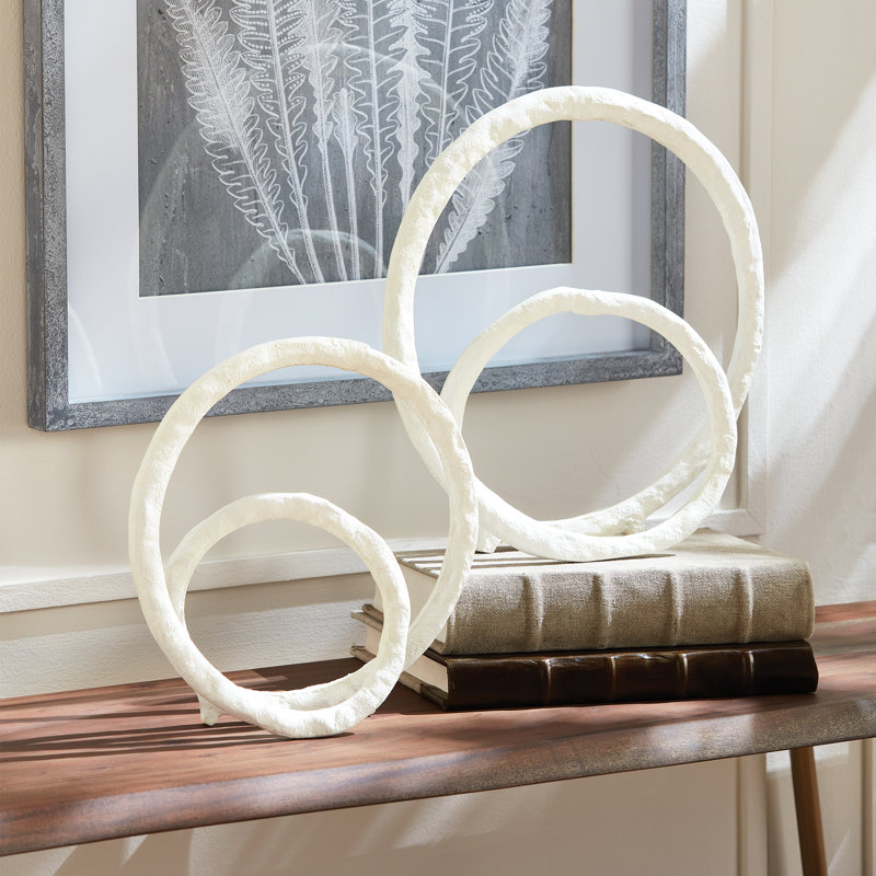 Ensemble de sculpture 2 pièces Aviel, Blanc, H 13 po x l 13 po x P 3,5 po