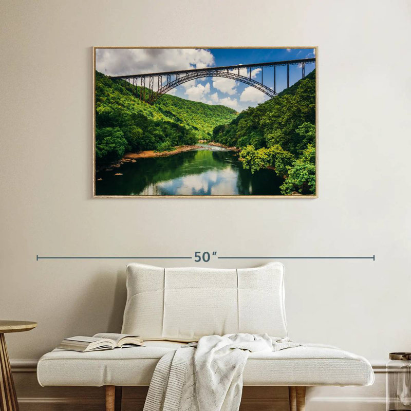 Pont New River Gorge, Cadre flottant en bois naturel, 40 po x 27 po