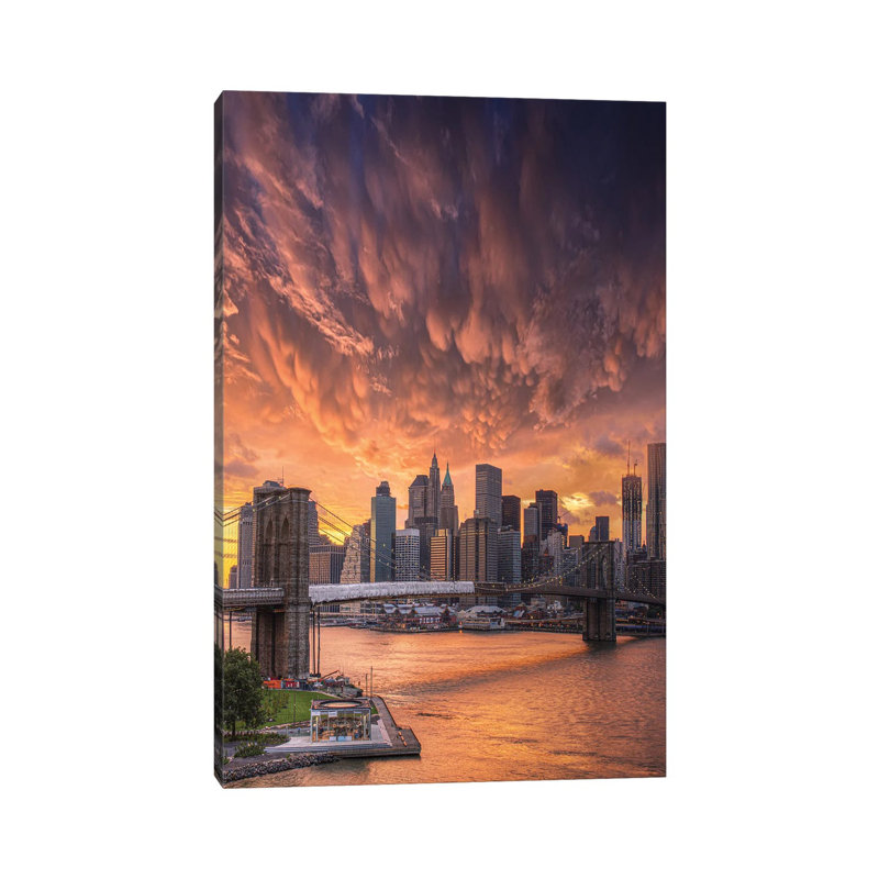Flame Over Nyc by Brent Shavnore - Wrapped Canvas Gallery-Wrapped Canvas Giclée, 30.48 cm H x 45.72 cm W