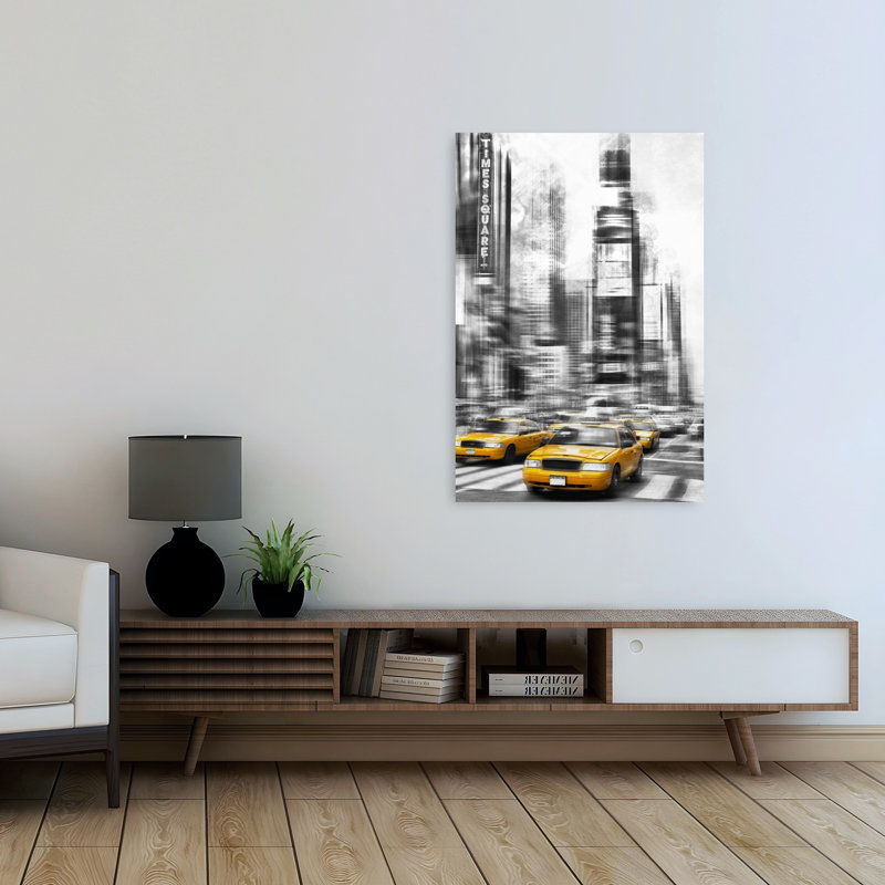 Impression d'art mural de la ville de Times Square, architecture moderne abstraite, H 48 po x l 32 po
