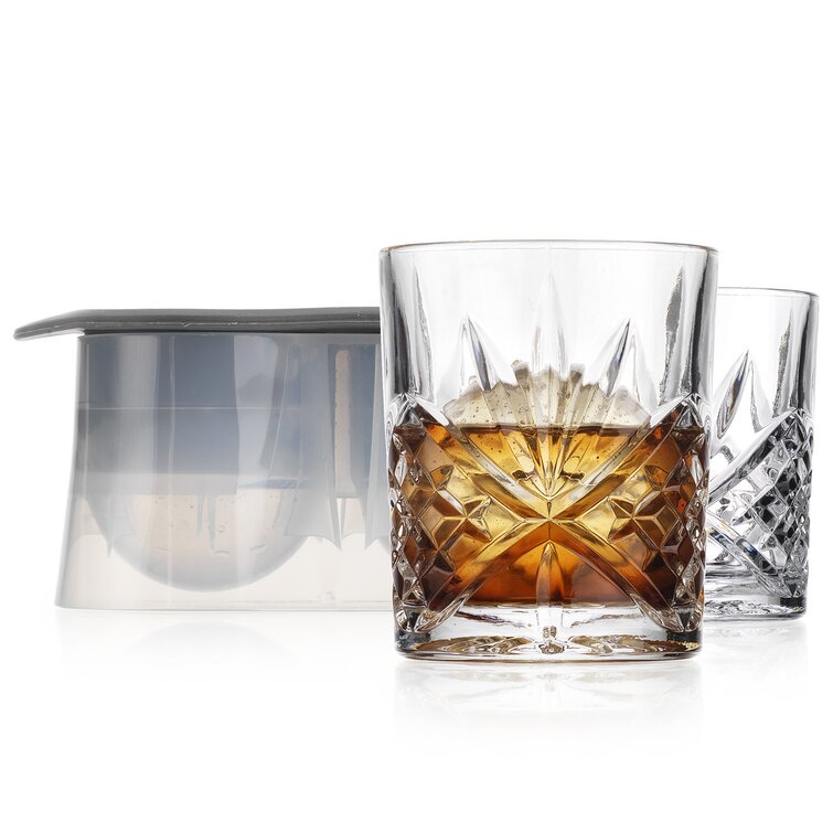 Dublin Crystal Whiskey Glass Set 11oz & Ice Mold