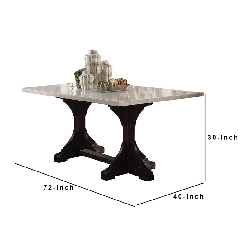 Cline 72'' Trestle Dining Table,kitchen table,kitchen table,dining room table,dining table,dining room table, Brown Marble