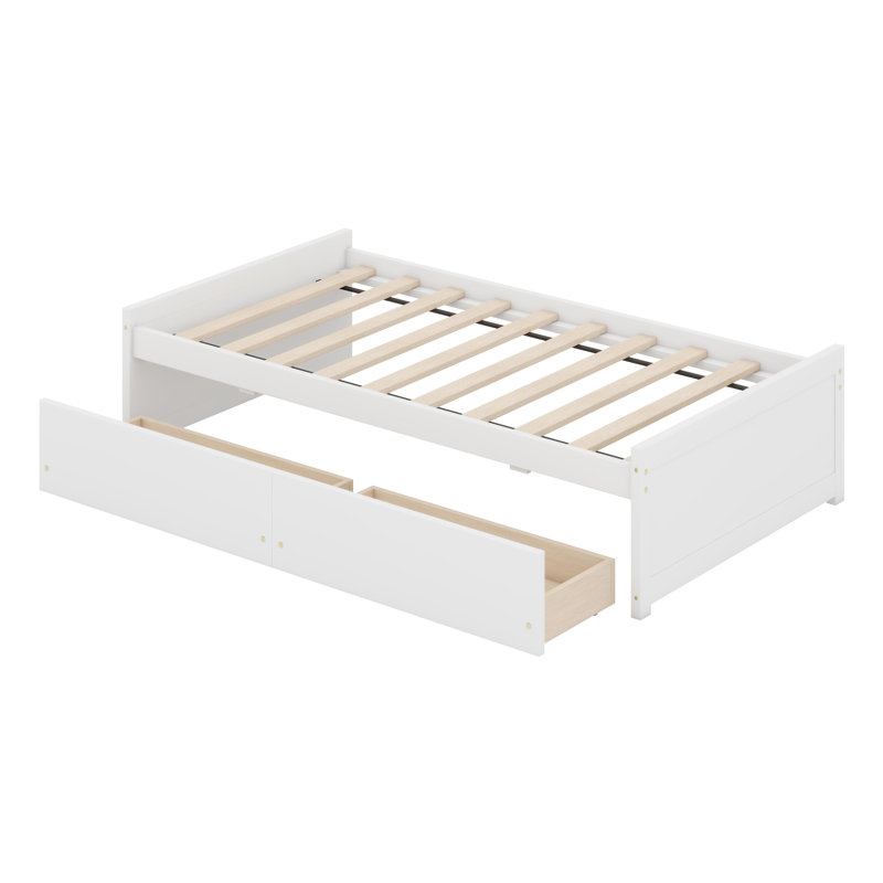 Structure de lit moderne avec rangement dissimulé sous le lit, Blanc