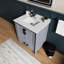Meuble-lavabo pour salle de bain avec comptoir en quartz et miroir - Fonction de fermeture en douceur-750457319-750457318