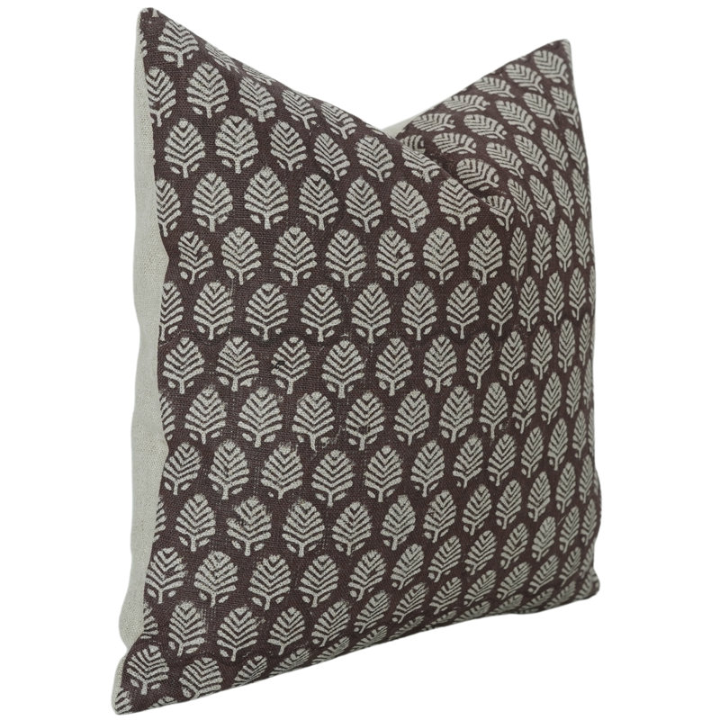 Block Print Throw Pillow Cover DTBLKTLSquare, Green/White Floral 5, Rectangular, 14" x 20"