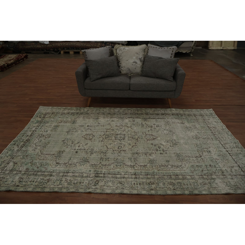 Tapis rétro vert et gris 6 x 9