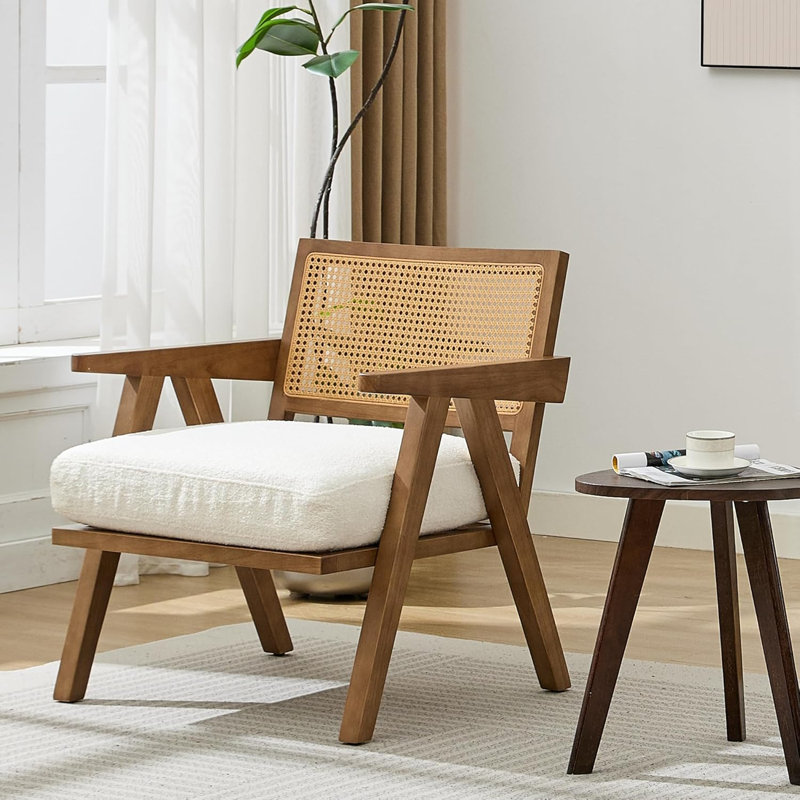 Upholstered Accent Chair, Brown, Beige Teddy