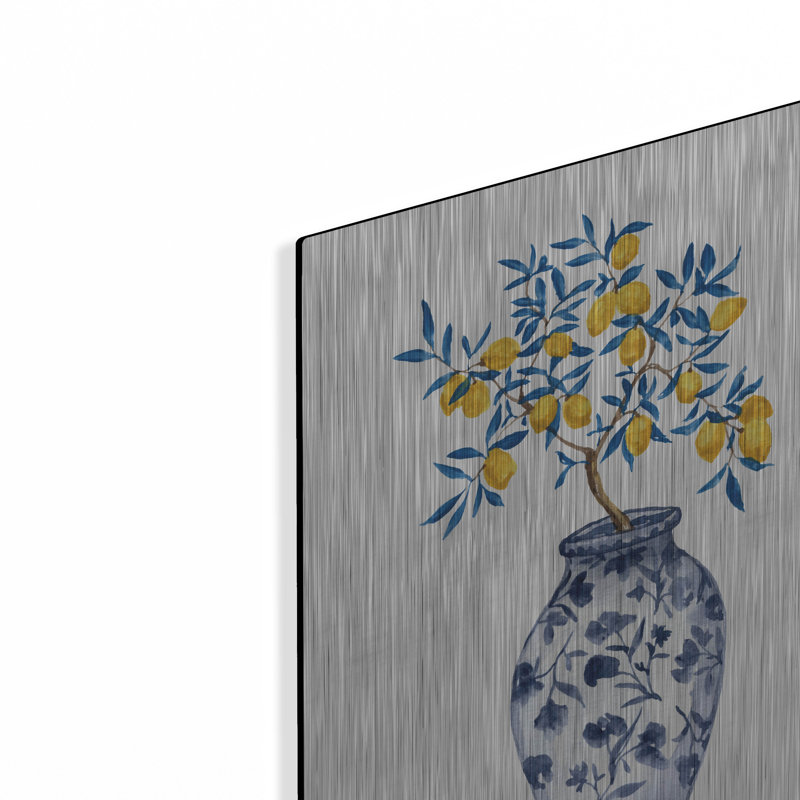 «Lemon Tree In Chinoiserie 2» par Yvette St. Amant, art mural en métal, H 16 po x l 12 po