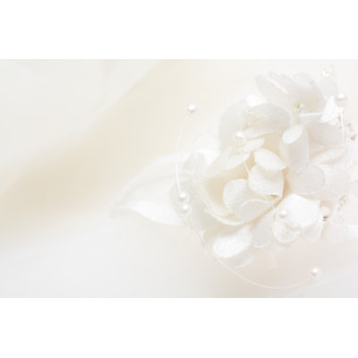 White Bouquet With Strings Of Pearls On A White Background - Wrapped Canvas Print