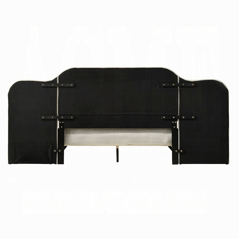 Mobilier de chambre à coucher contemporain tapissier en tissu capitonné avec panneau de lit et tête de lit 1pc