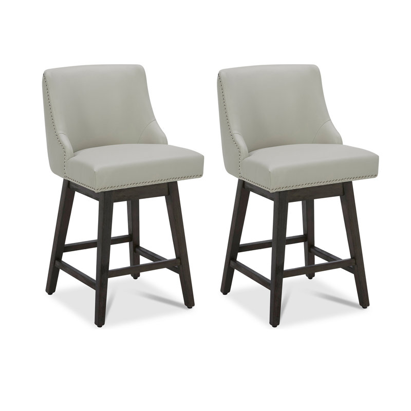 Arvelle Swivel Counter & Bar Stool, Light Grey Pebbled Faux Leather, Counter Stool (26" Seat Height)