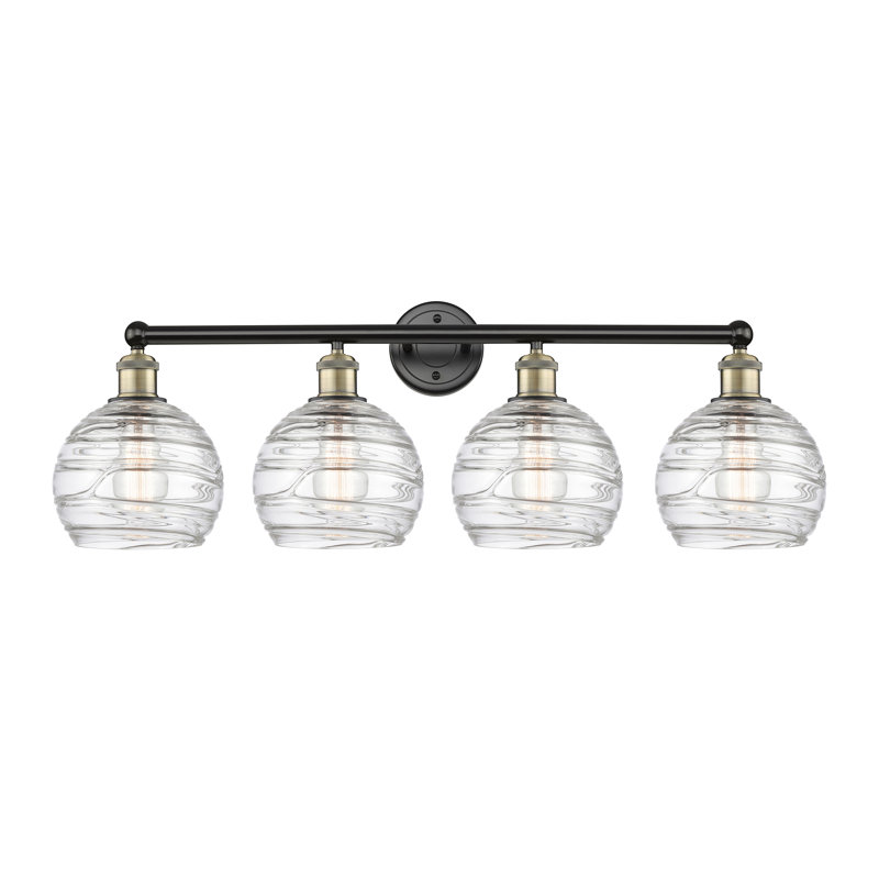 Éclairage de salle de bain 4 lumières à intensité variable Essex, Laiton antique noir