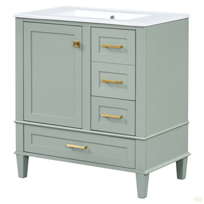 30" Bathroom Vanity , Modern Bathroom Cabinet With Sink Combo Set, Bathroom Storage Cabinet With A Soft Closing Door And 3 Drawers, Solid Wood Frame