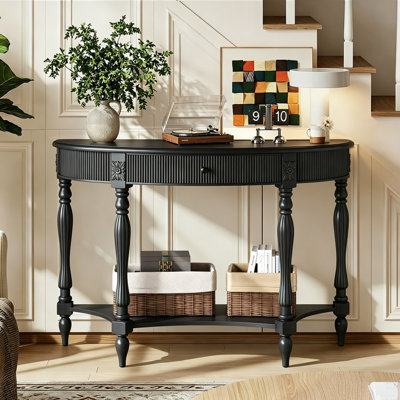 45'' Farmhouse Half Moon Console Table,   Vintage Entryway Table For Living Room,Hallway Or Foyer