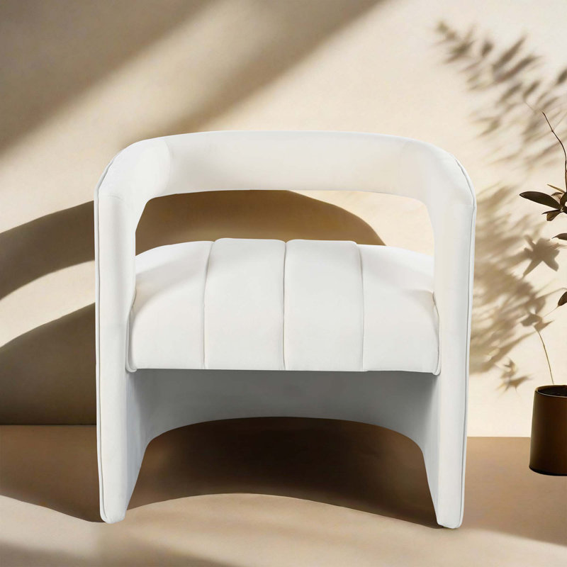 Chaise d'appoint moderne avec détails côtelés Brookstead, Ivoire blanc