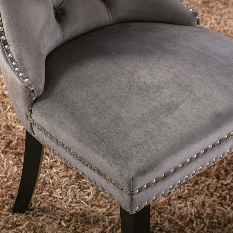 Gaje Velvet Side Chair, Black, Gray