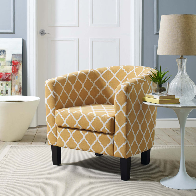 Fauteuil demi-tonneau Swarthout, Treillis jaune