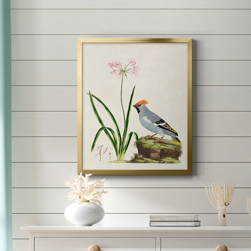 Oiseau en toile de qualité supérieure II - prêt à accrocher, Or, H 24 po x l 20 po