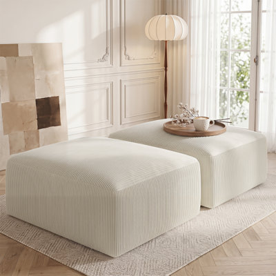 Pouf de compression de 31 po en velours côtelé rectangulaire avec repose-pieds (ensemble de 2) modulaire avec repose-pieds pour canapé modulaire